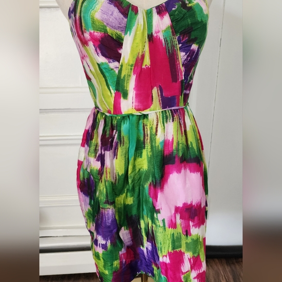 Shoshanna Size 4 Strapless Multicolor Brushstroke Mini Tea Garden Summer Dress - Picture 11 of 12
